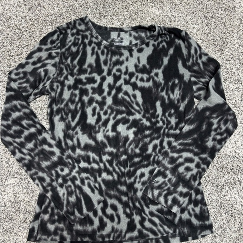Cuddl Duds Black and White Graphic Long Sleeve Pajama Blouse